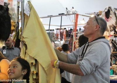 Man looking at fabric