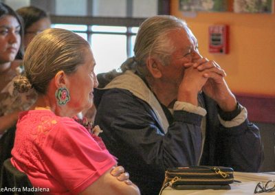 man and woman listening to Miss Indian World speak