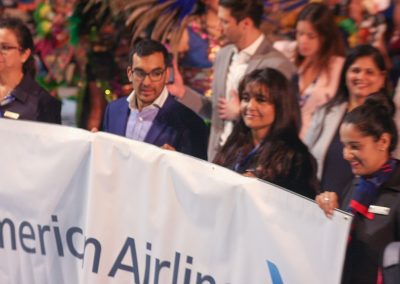 Americans Airlines employees holding up banner