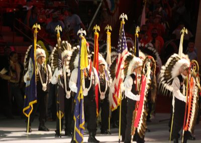 men holding flags