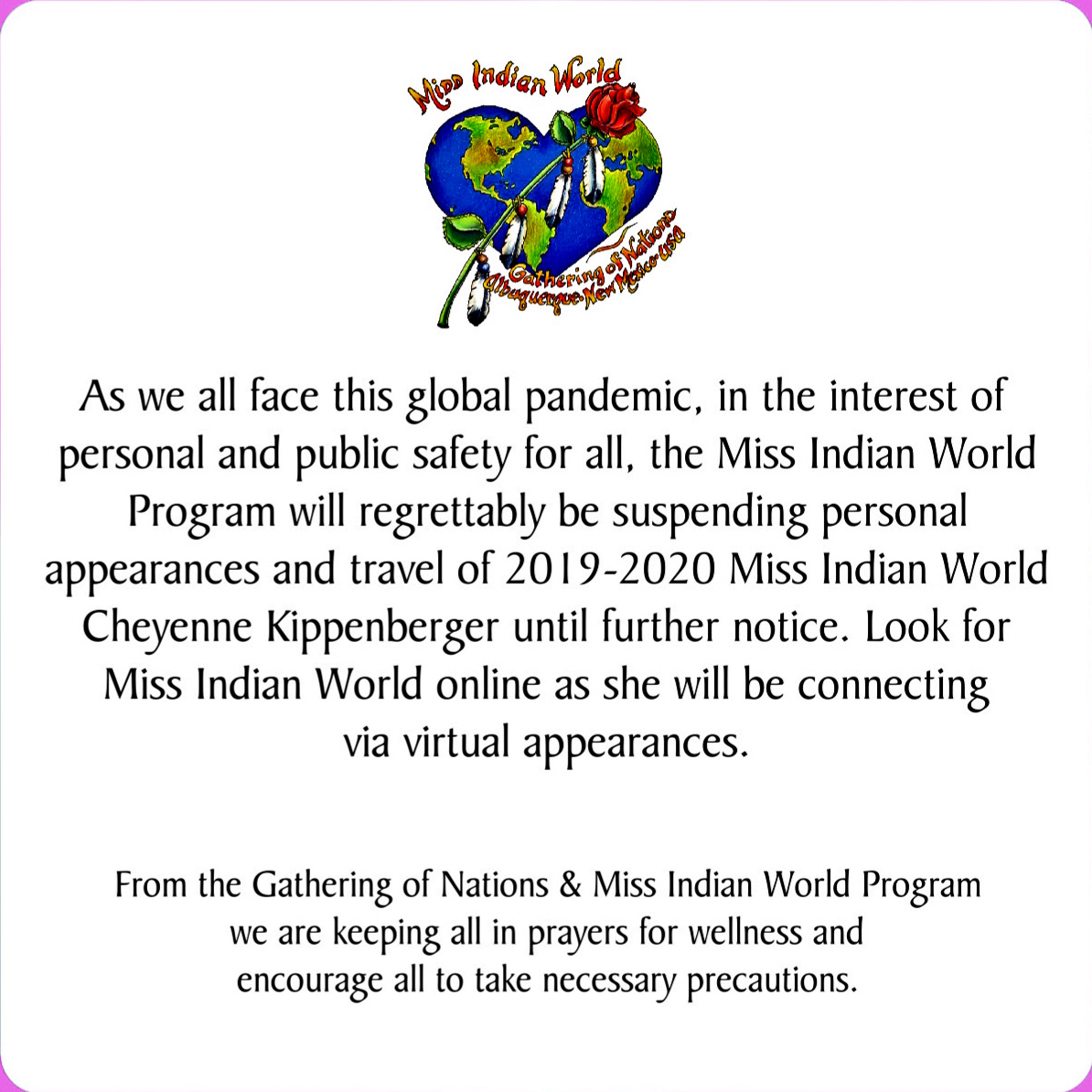 MIW_OfficialStatement Miss Indian World Official Statement